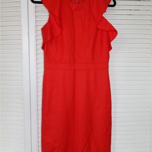 New/Unworn J. Crew Vibrant Red Ruffle Midi Dress